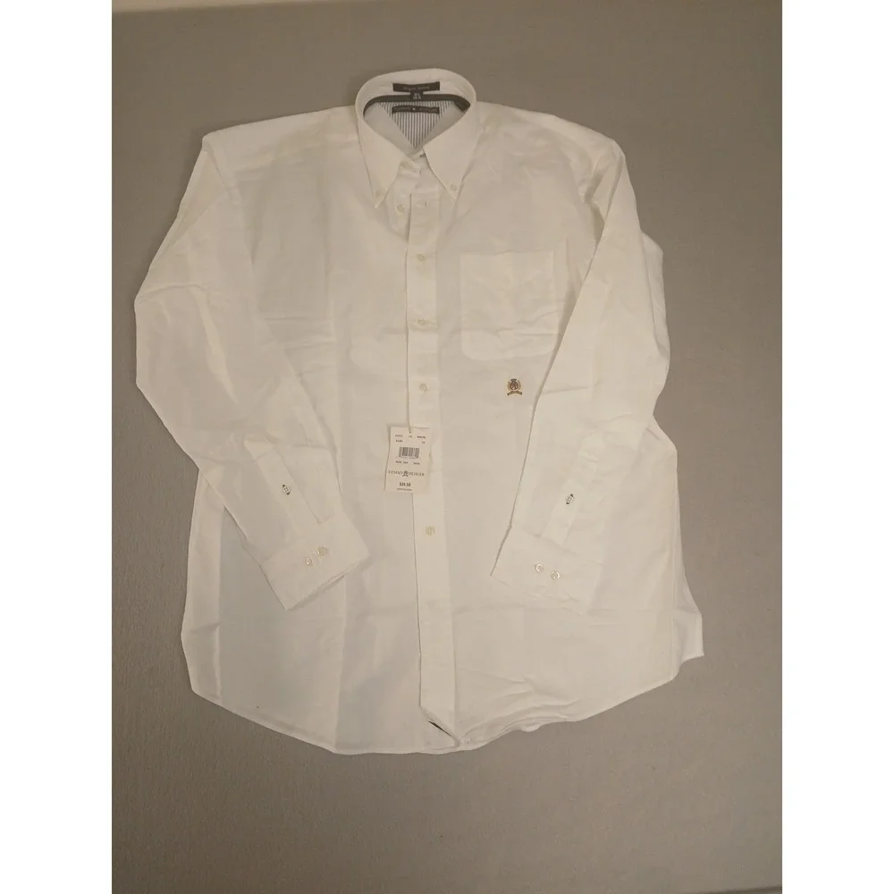 Vintage '90's Tommy Hilfiger White Button Down Shirt Size 16.5-34/35 Lion Crest - Picture 5 of 8
